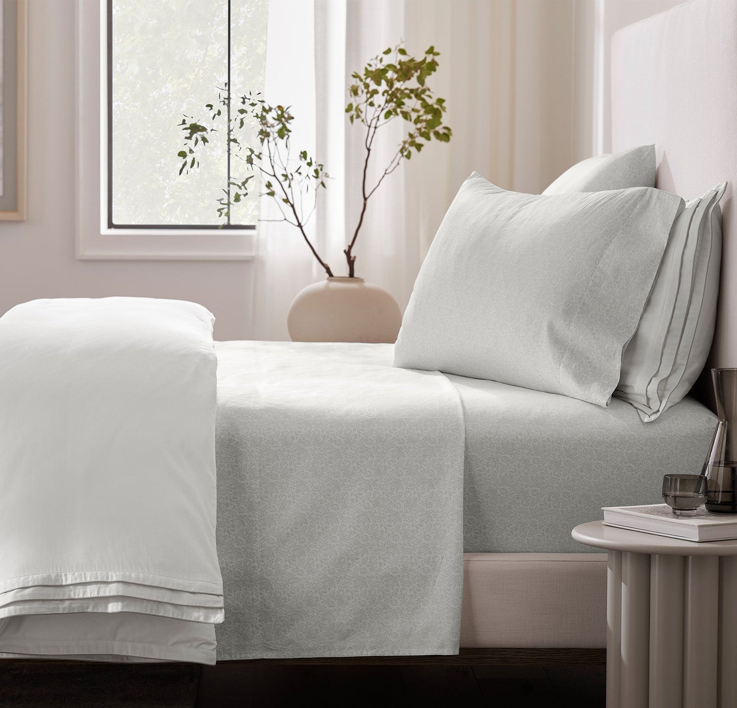 Signature Hemmed Sheet Set - Mist Cotton Bloom