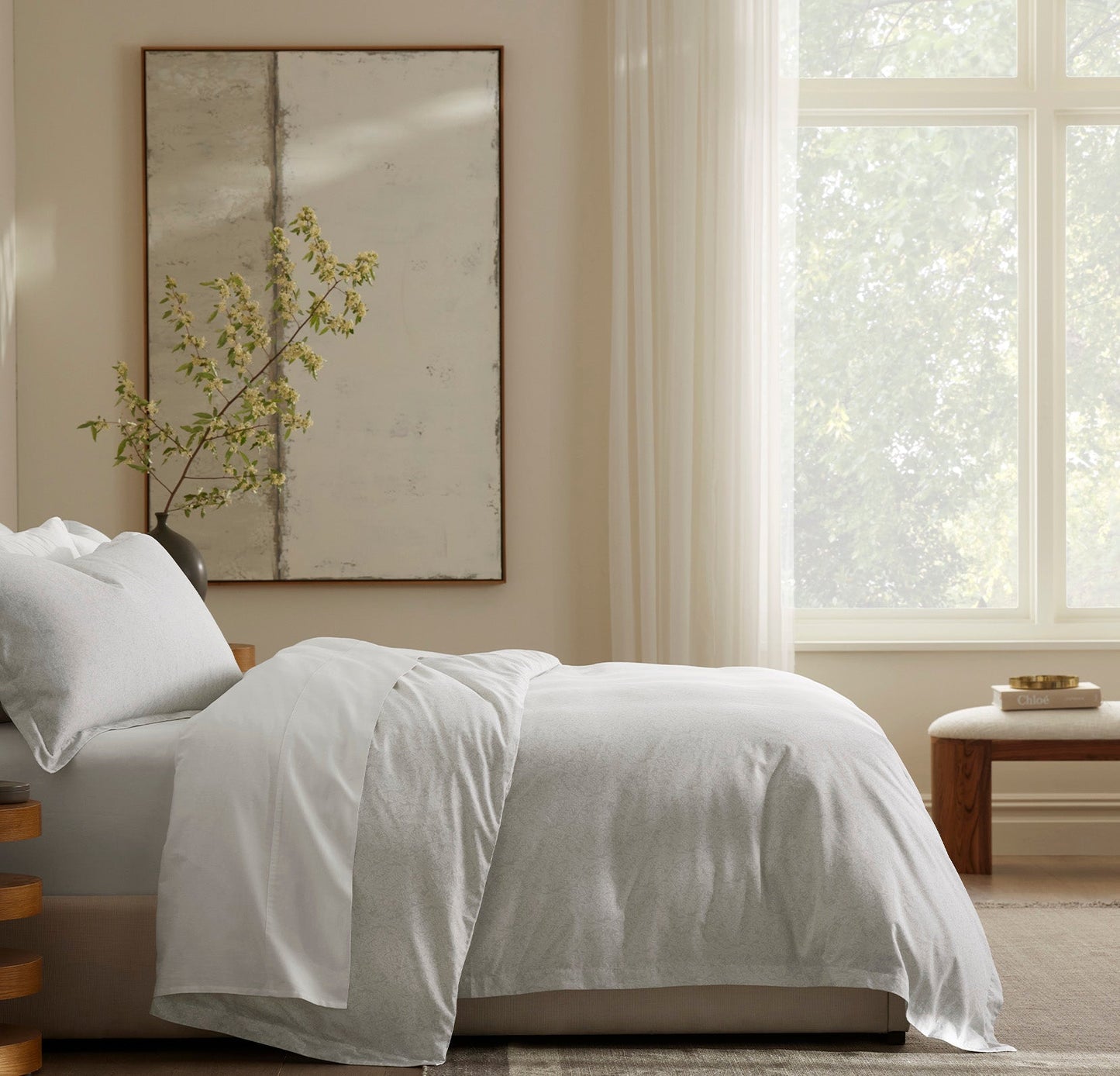 Signature Hemmed Duvet Set - Mist Climbing Vine