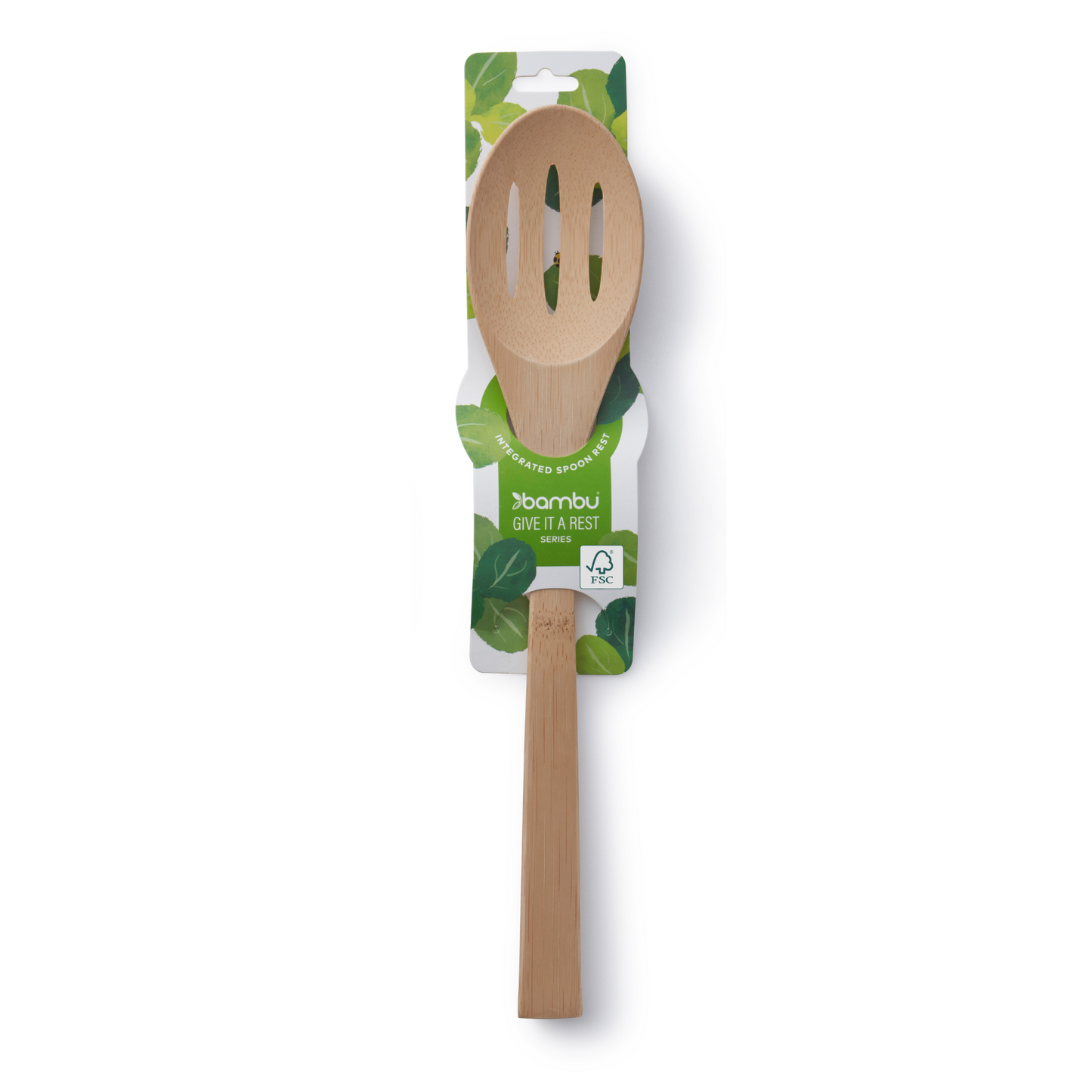 'Give It a Rest' Bamboo Slotted Spoon