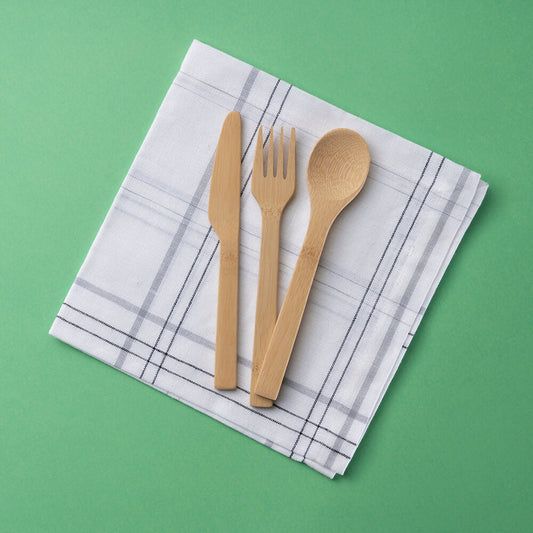 Reusable Bamboo Spoon, Knife & Fork Set