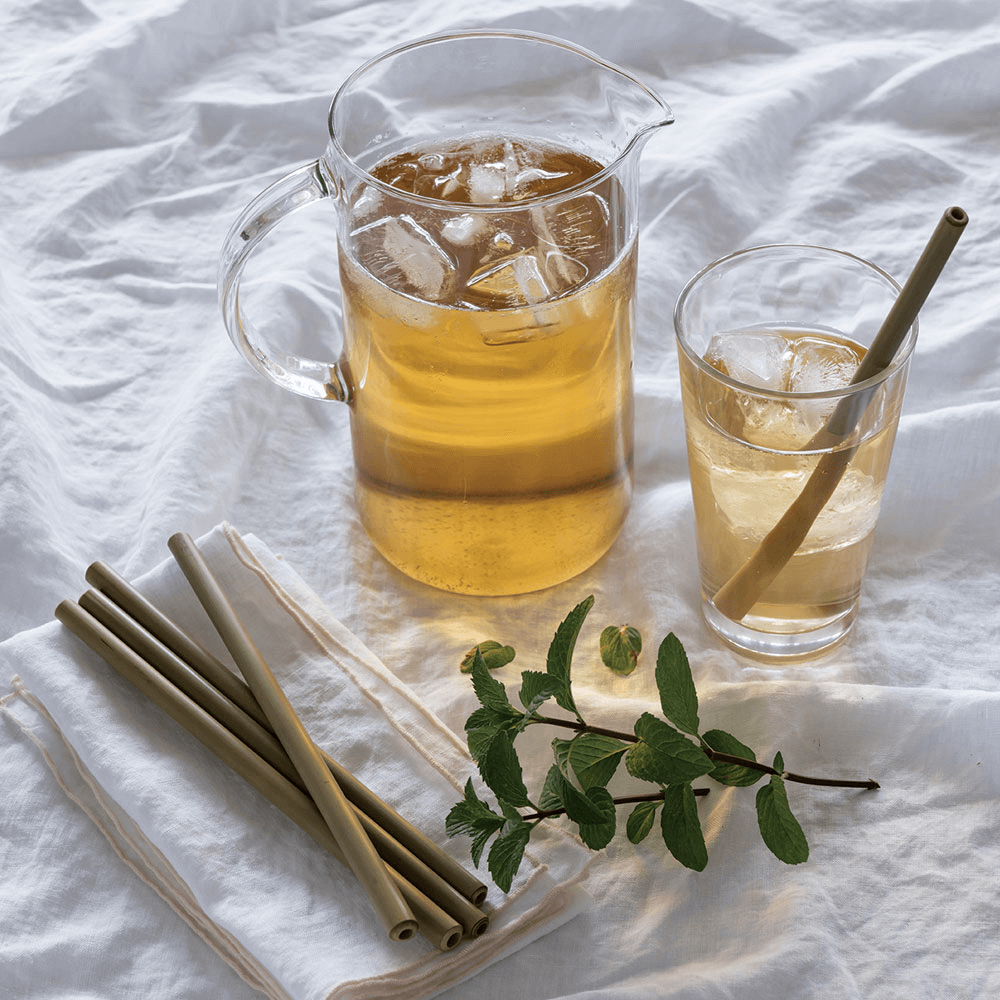 Reusable Bamboo Straws, Original Green, set of 6