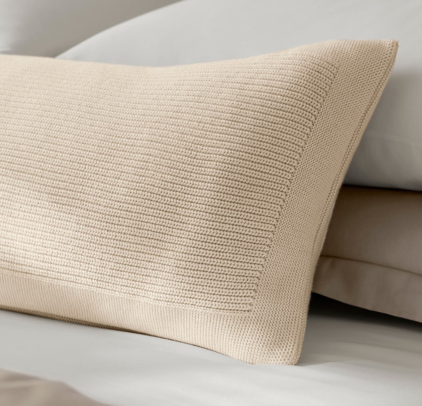 Ribbed Knit Pillow Cover (Lumbar) - Natural