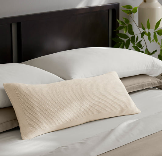 Ribbed Knit Pillow Cover (Lumbar) - Natural