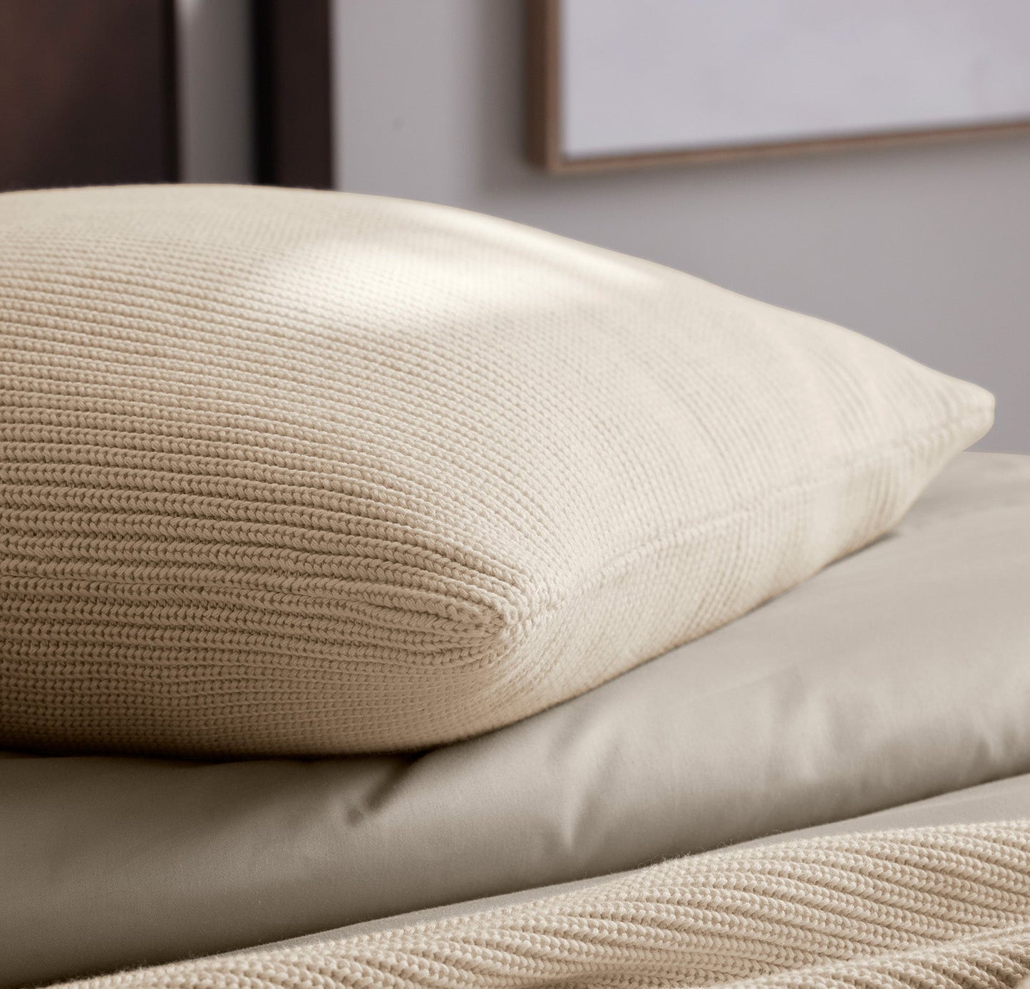Ribbed Knit Euro Sham - Natural