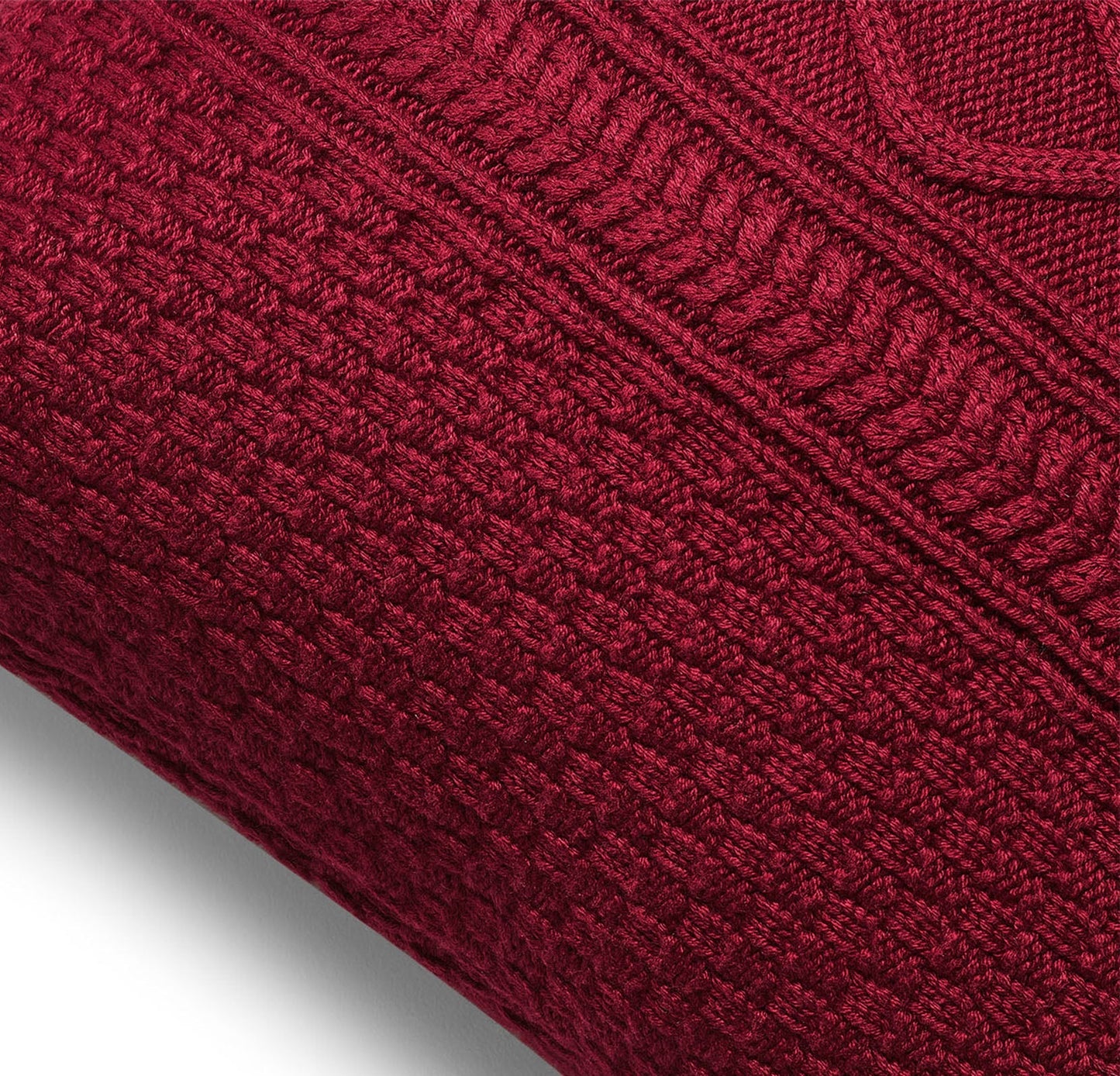 Aran Knit Pillow Cover - Cranberry