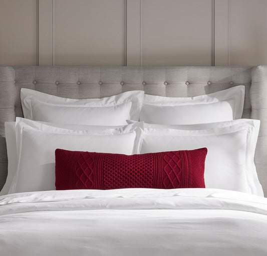 Aran Knit Pillow Cover - Cranberry