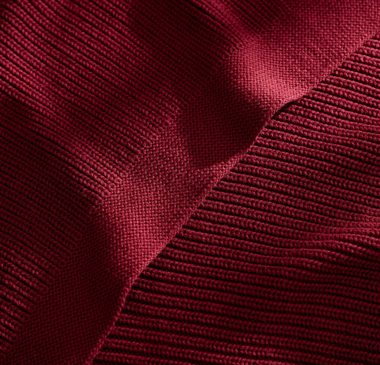Ribbed Knit Throw Blanket - Cranberry