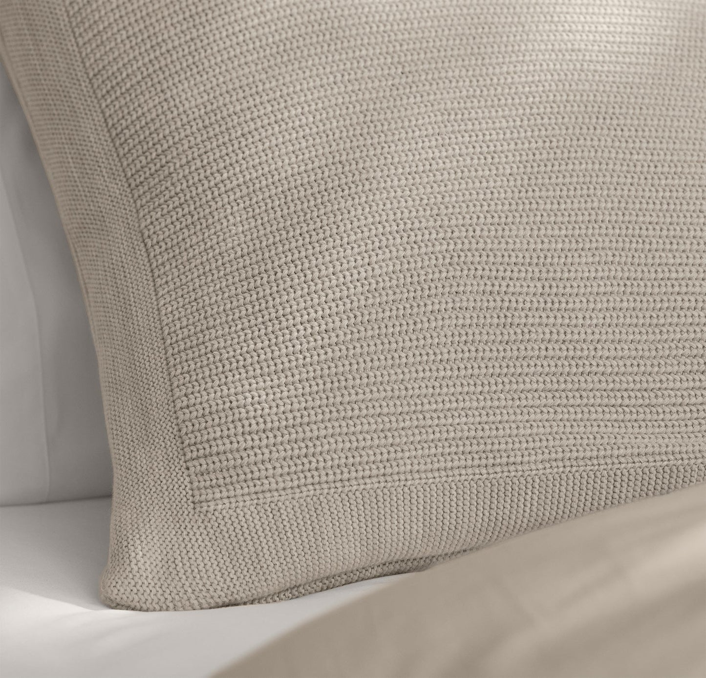 Ribbed Knit Pillow Cover (Lumbar) - Heathered Oatmeal