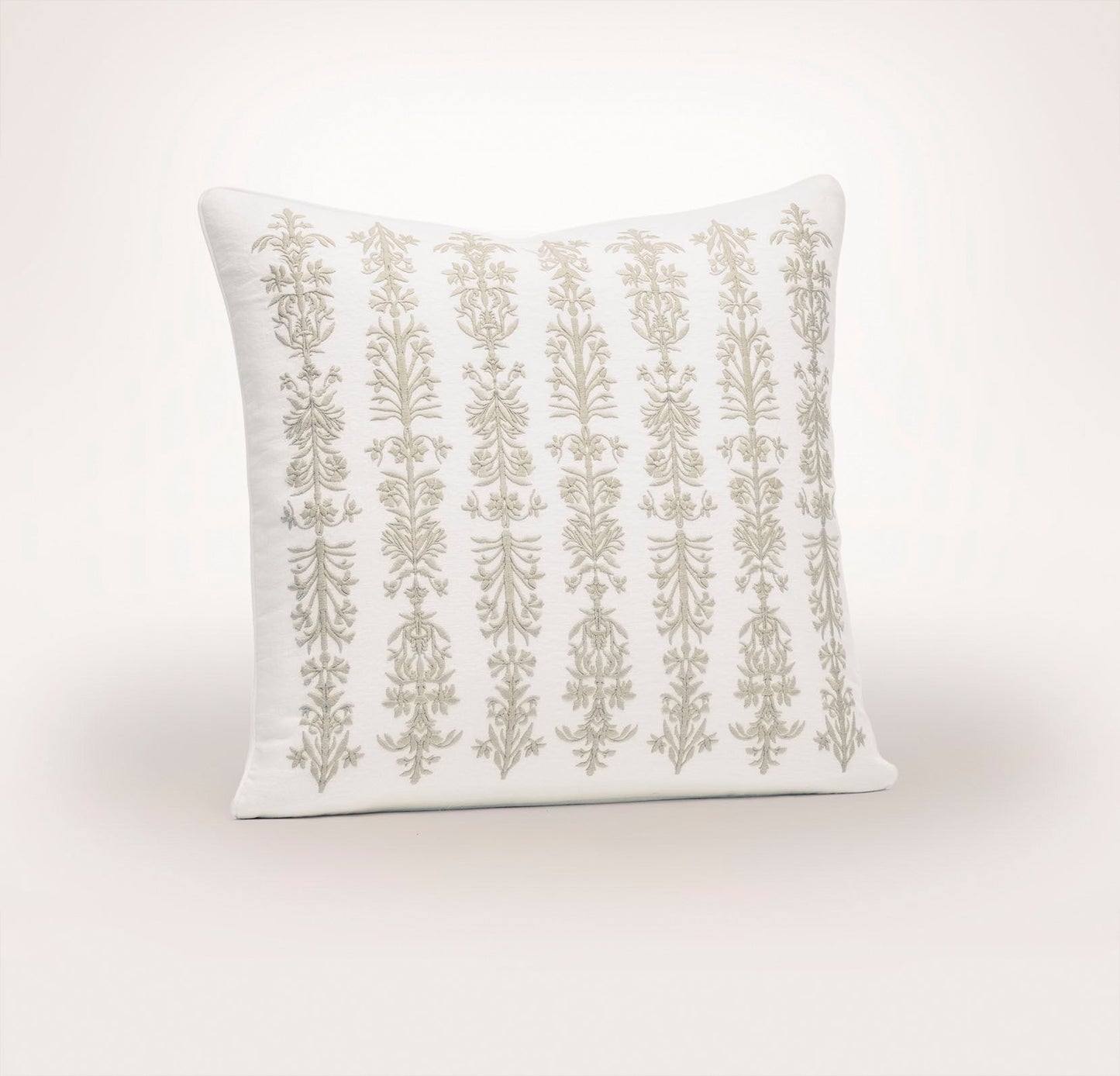 Linen Floral Reed Pillow Cover (20x20) - White/Oak