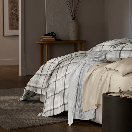Flannel Duvet Set - Pewter Heathered Plaid