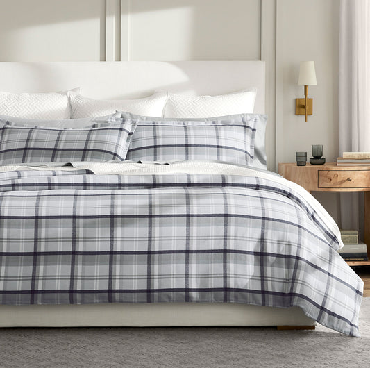 Flannel Duvet Set - Shore Heathered Plaid