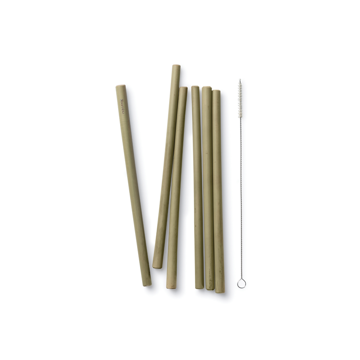 Reusable Bamboo Straws, Original Green, set of 6