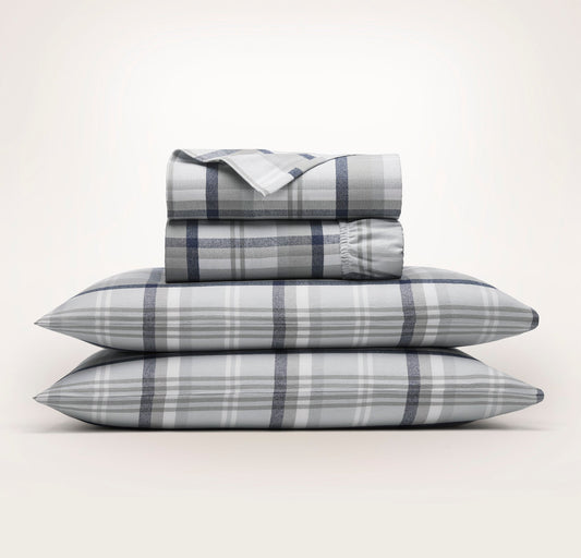Flannel Sheet Set - Shore Heathered Plaid
