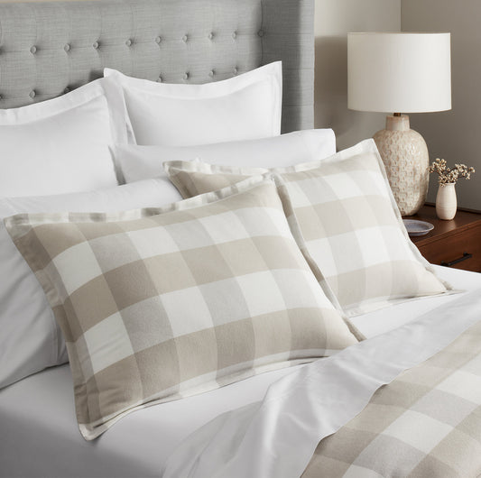 Flannel Duvet Set - Dune/Pewter Buffalo Check