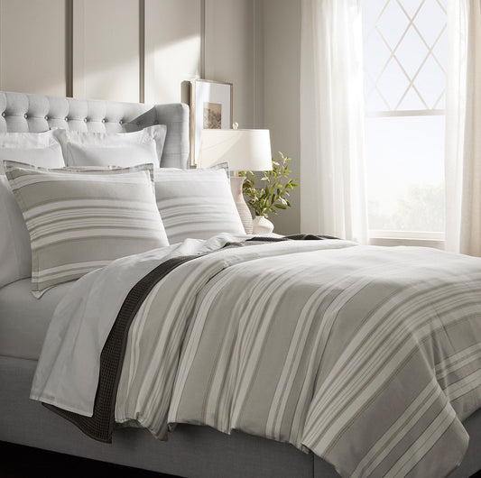 Flannel Duvet Set - Pewter Bonfire Stripe