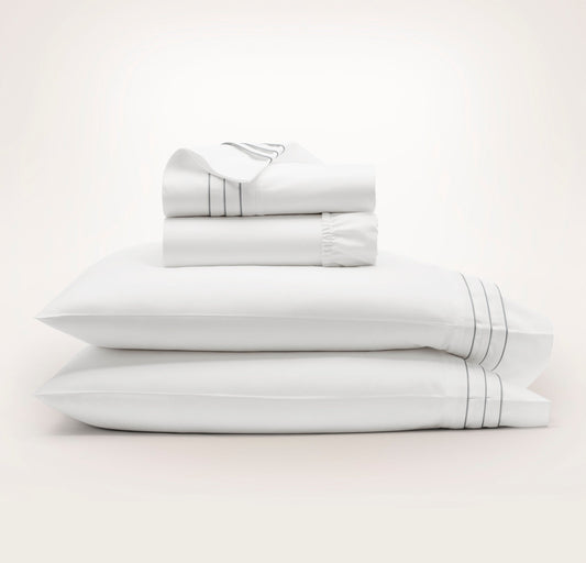 Signature Hemmed Sheet Set - White/Shore Triple Framed