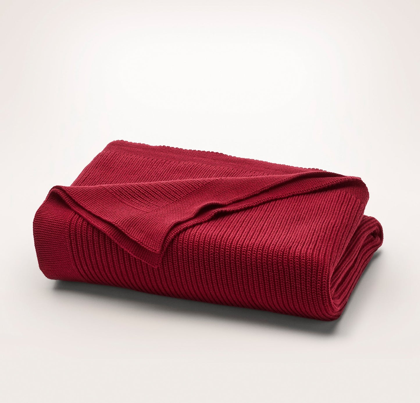 Ribbed Knit Throw Blanket - Cranberry