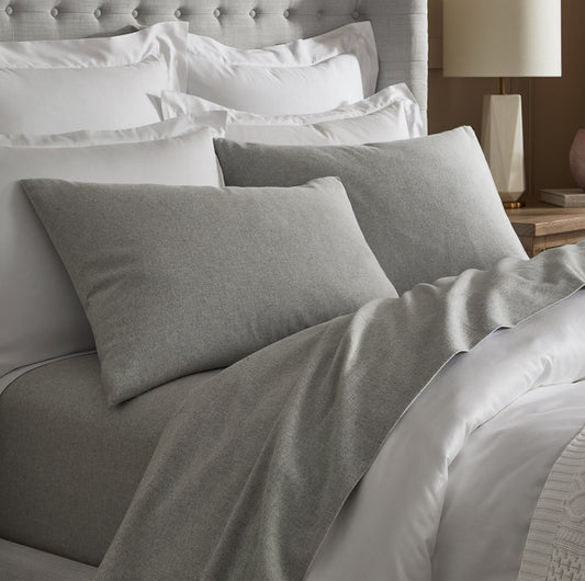 Flannel Pillowcase Set - Heathered Grey