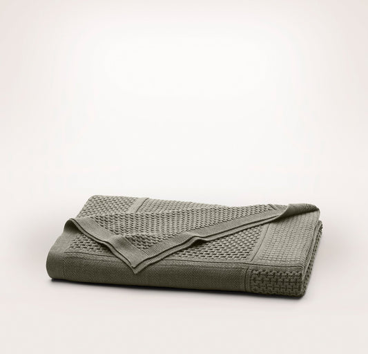 Mosaic Knit Throw Blanket - Heathered Juniper