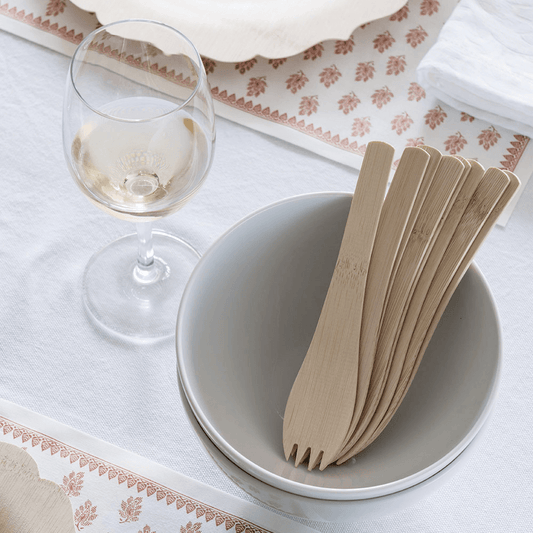 Disposable Bamboo Spork with Handle, Bulk Case of 250